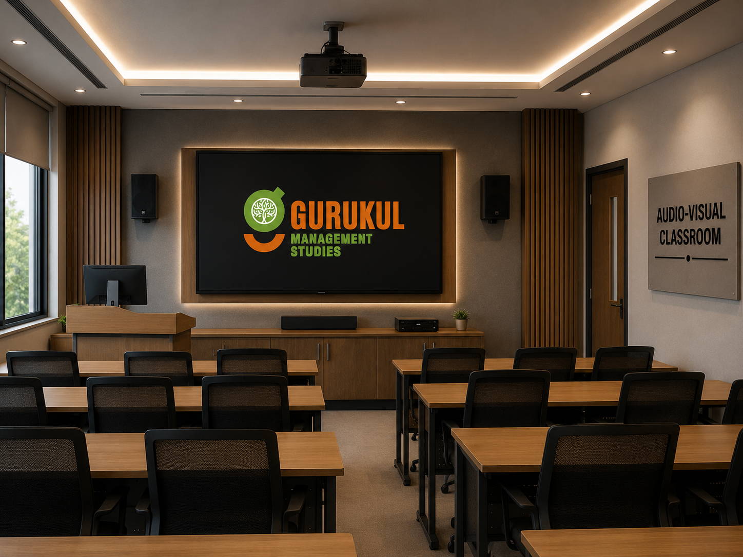 Gurukul Management Studies audio-visual classroom